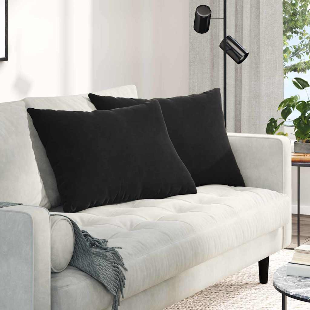 Sofakissen 2 Stück Schwarz 70 x 50 cm Cordstoff