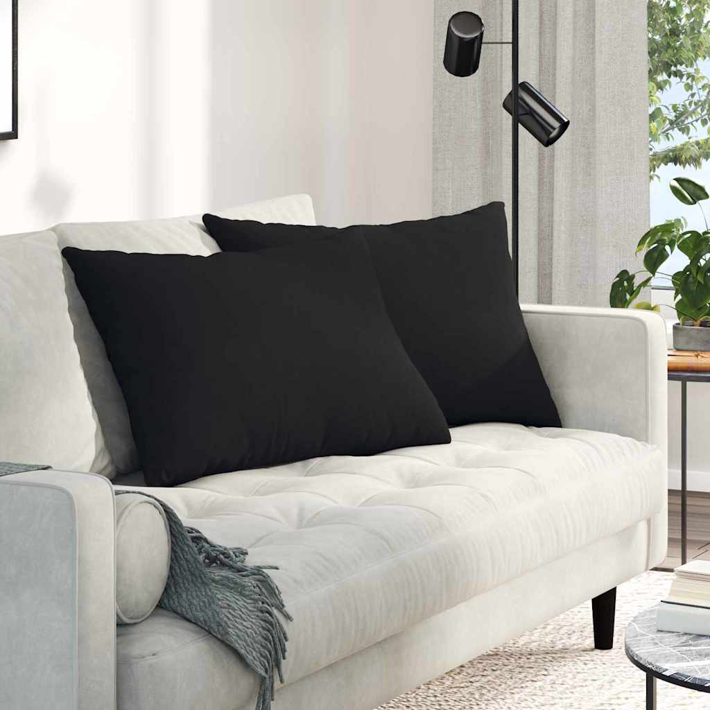 Sofakissen 2 Stück Schwarz 70 x 50 cm Stoff