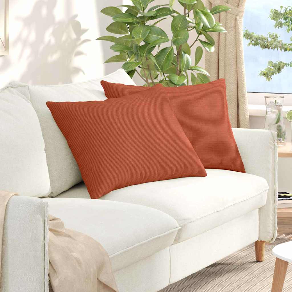 Sofakissen 2 Stück Rot-Orange 70 x 50 cm Cordstoff