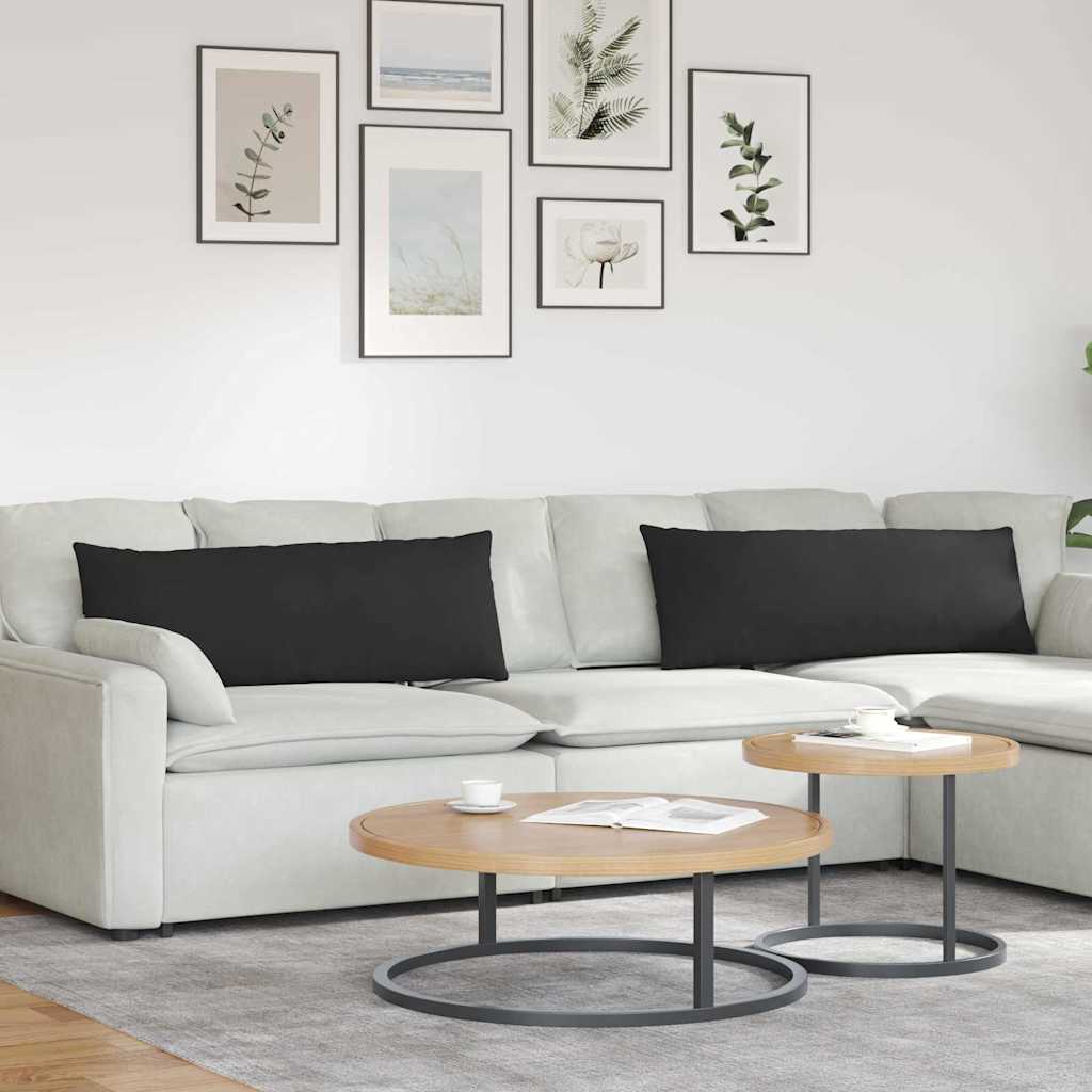 Sofakissen 2 Stück Schwarz 120 x 40 cm Stoff