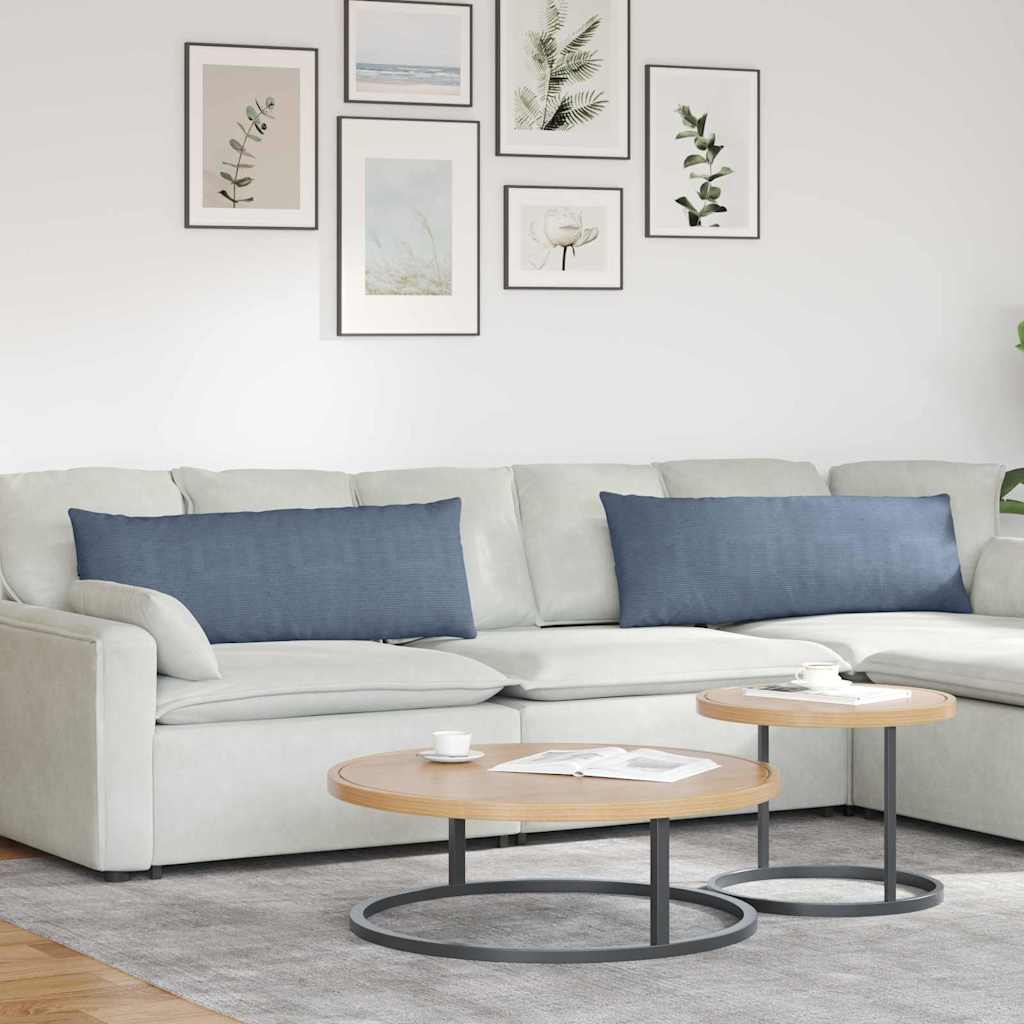 Sofakissen 2 Stück Blau 120 x 40 cm Cordstoff