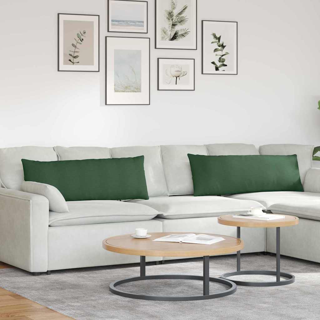 Sofakissen 2 Stück Dunkelgrün 120 x 40 cm Cordstoff