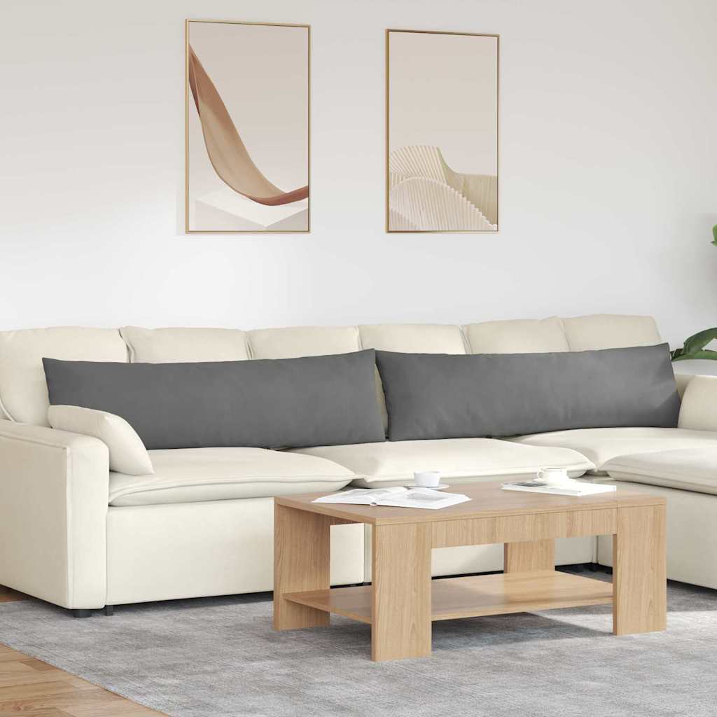Sofakissen 2 Stück Dunkelgrau 145 x 40 cm Stoff