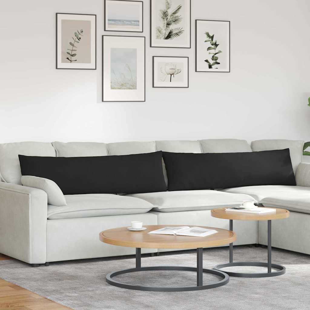 Sofakissen 2 Stück Schwarz 145 x 40 cm Stoff