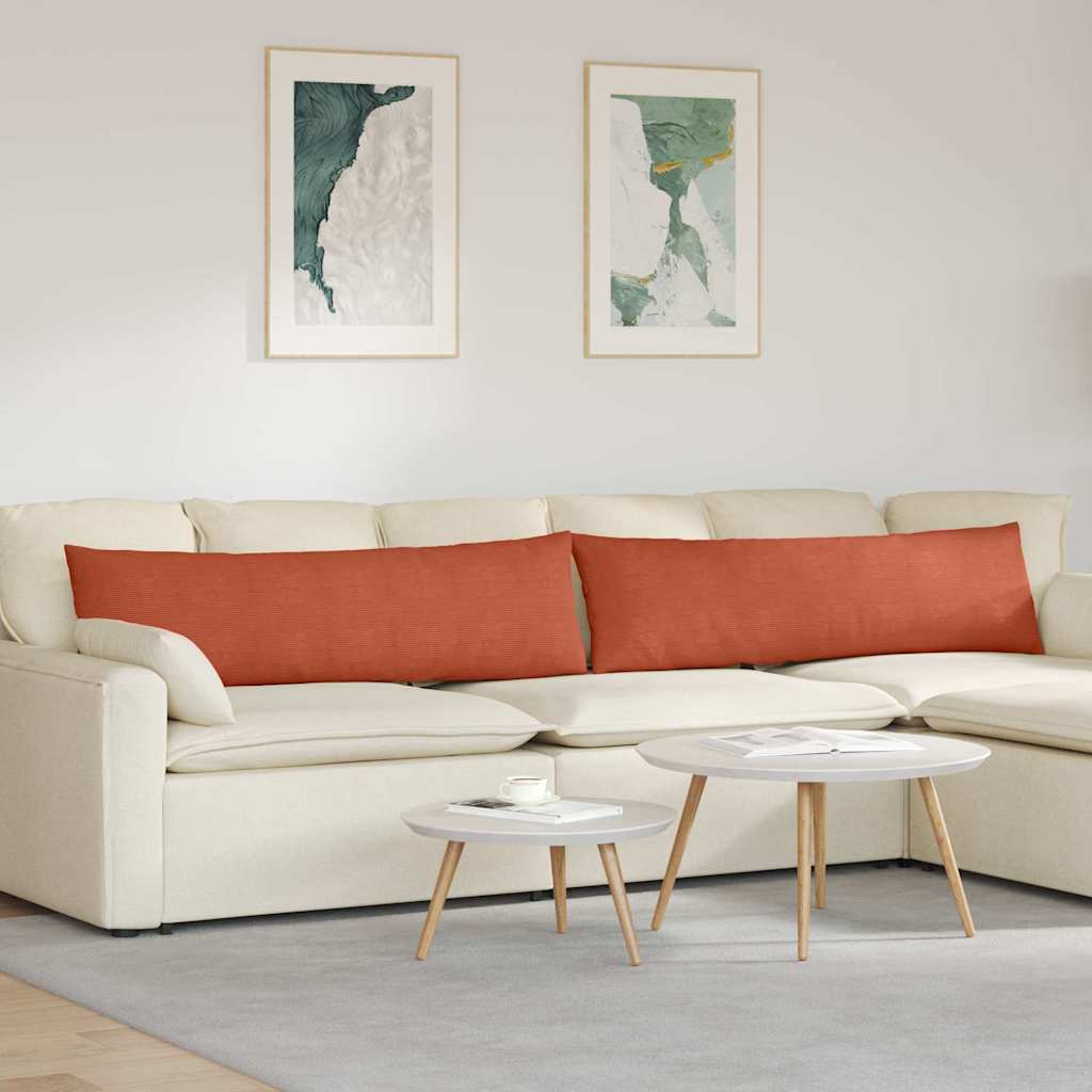 Sofakissen 2 Stück Rot-Orange 145 x 40 cm Cordstoff