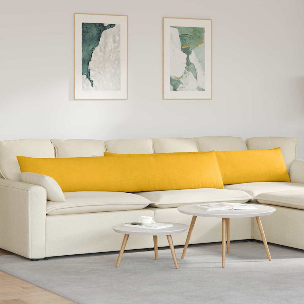 Sofakissen 2 Stück Helles Gelb 200 x 40 cm Cordstoff