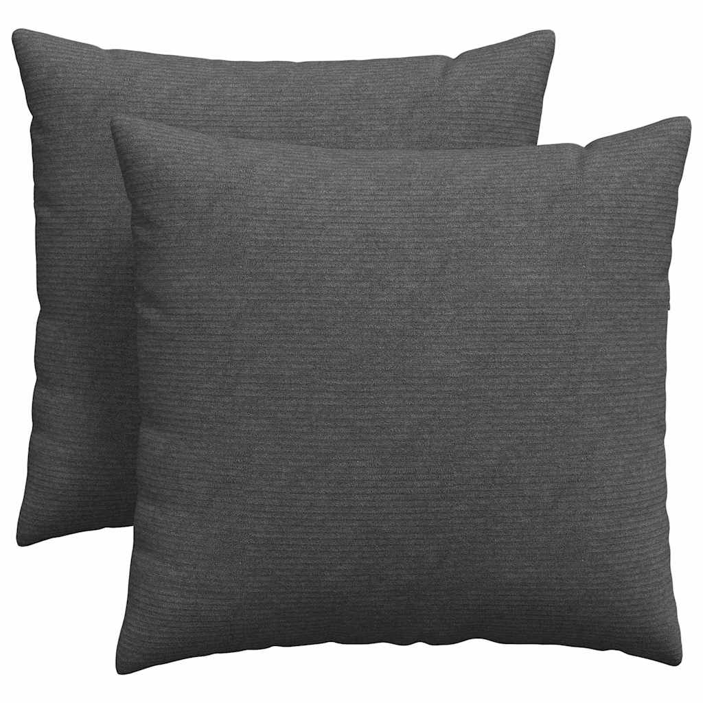 Sofakissen 2 Stück Dunkelgrau 45 x 45 cm Cordstoff
