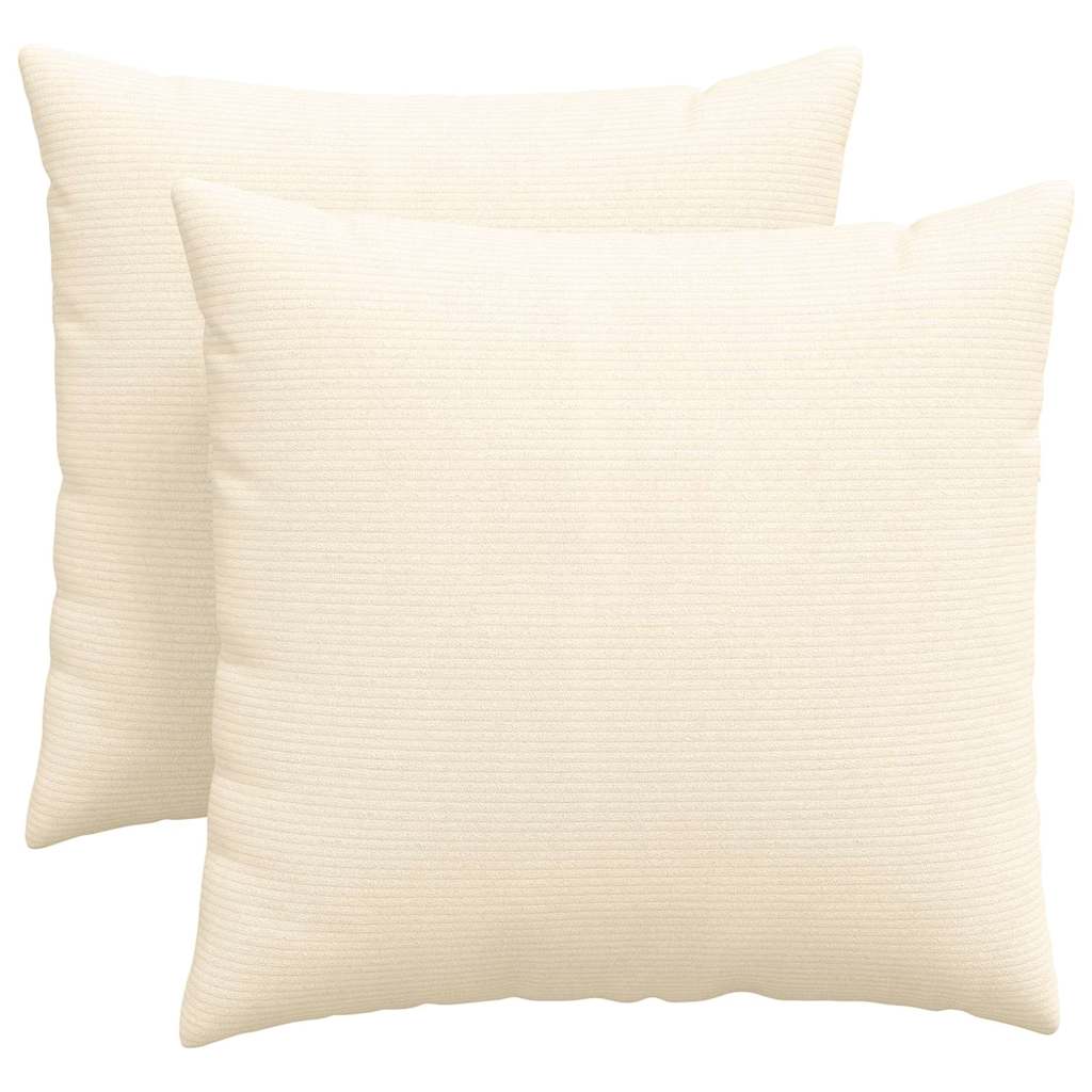 Sofakissen 2 Stück Creme 45 x 45 cm Cordstoff