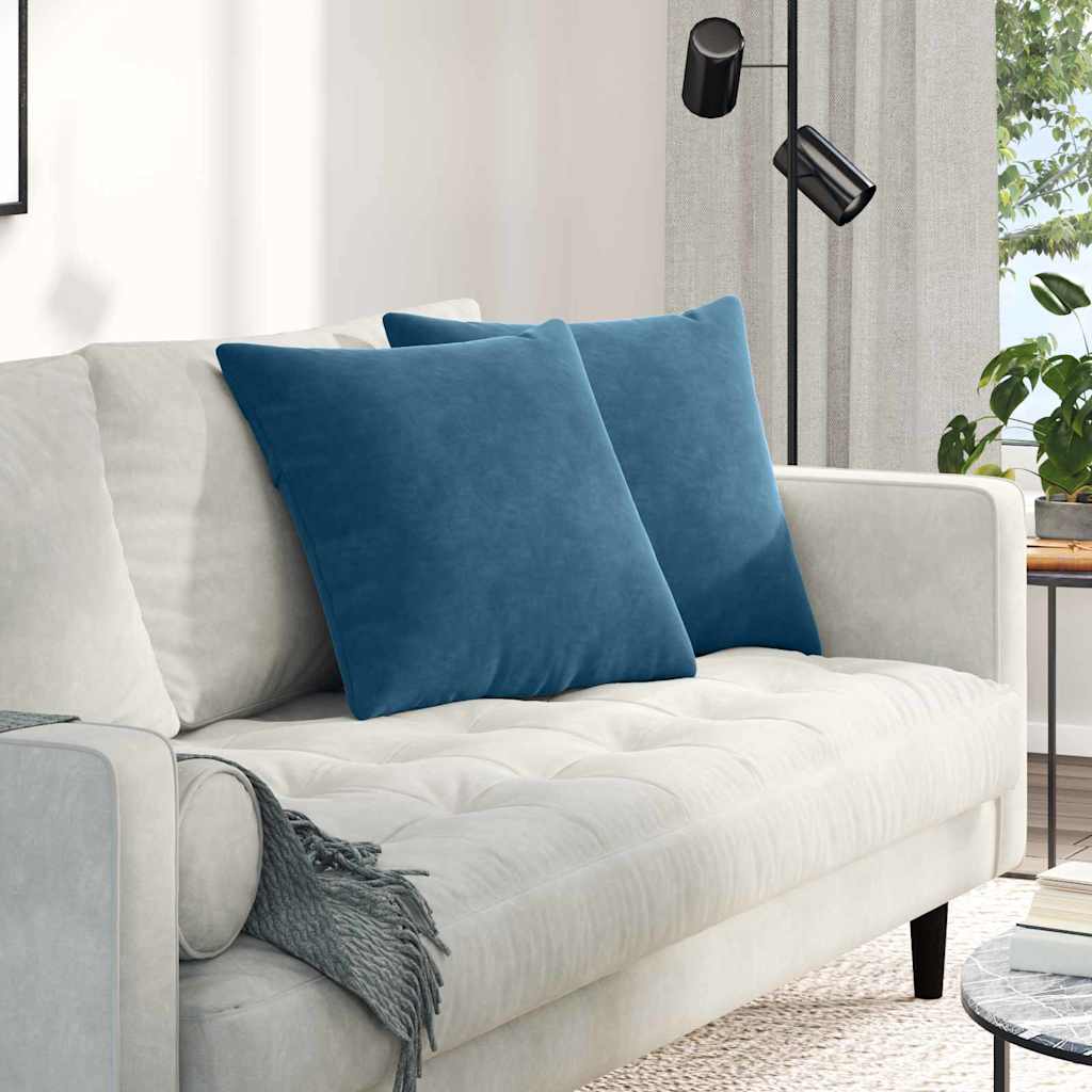 Sofakissen 2 Stück Blau 50 x 50 cm Cordstoff