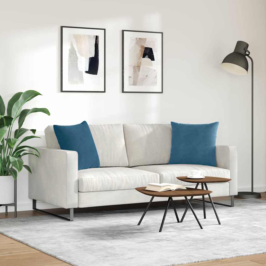 Sofakissen 2 Stück Blau 50 x 50 cm Cordstoff