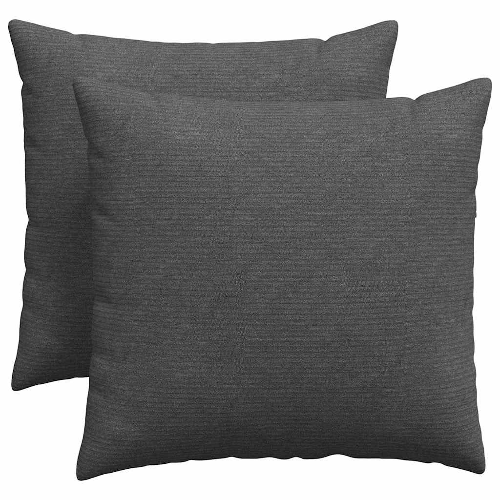 Sofakissen 2 Stück Dunkelgrau 50 x 50 cm Cordstoff