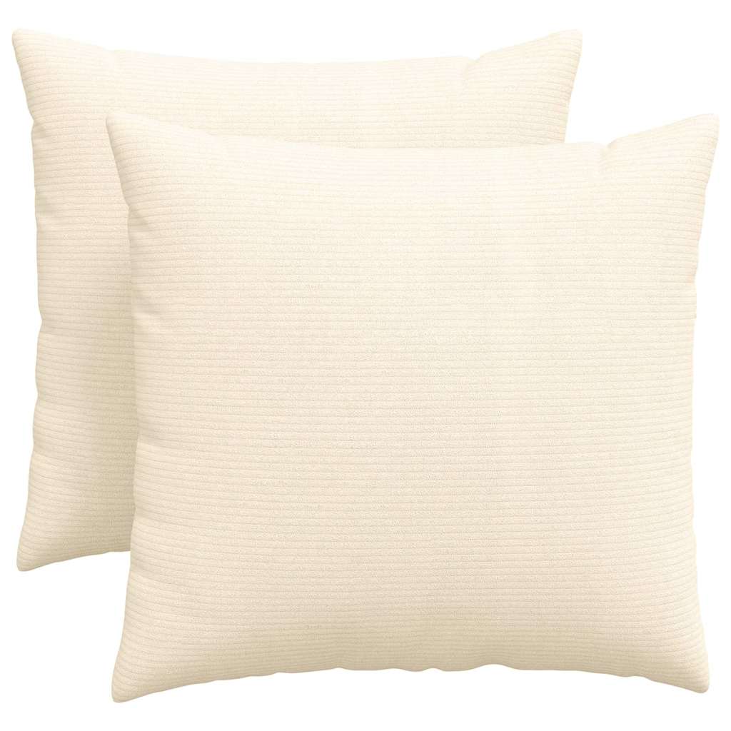 Sofakissen 2 Stück Creme 50 x 50 cm Cordstoff