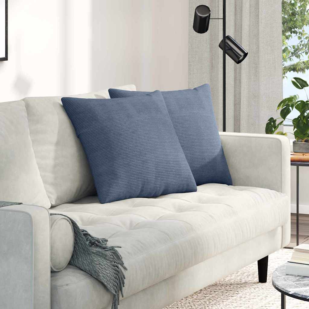 Sofakissen 2 Stück Blau 50 x 50 cm Cordstoff