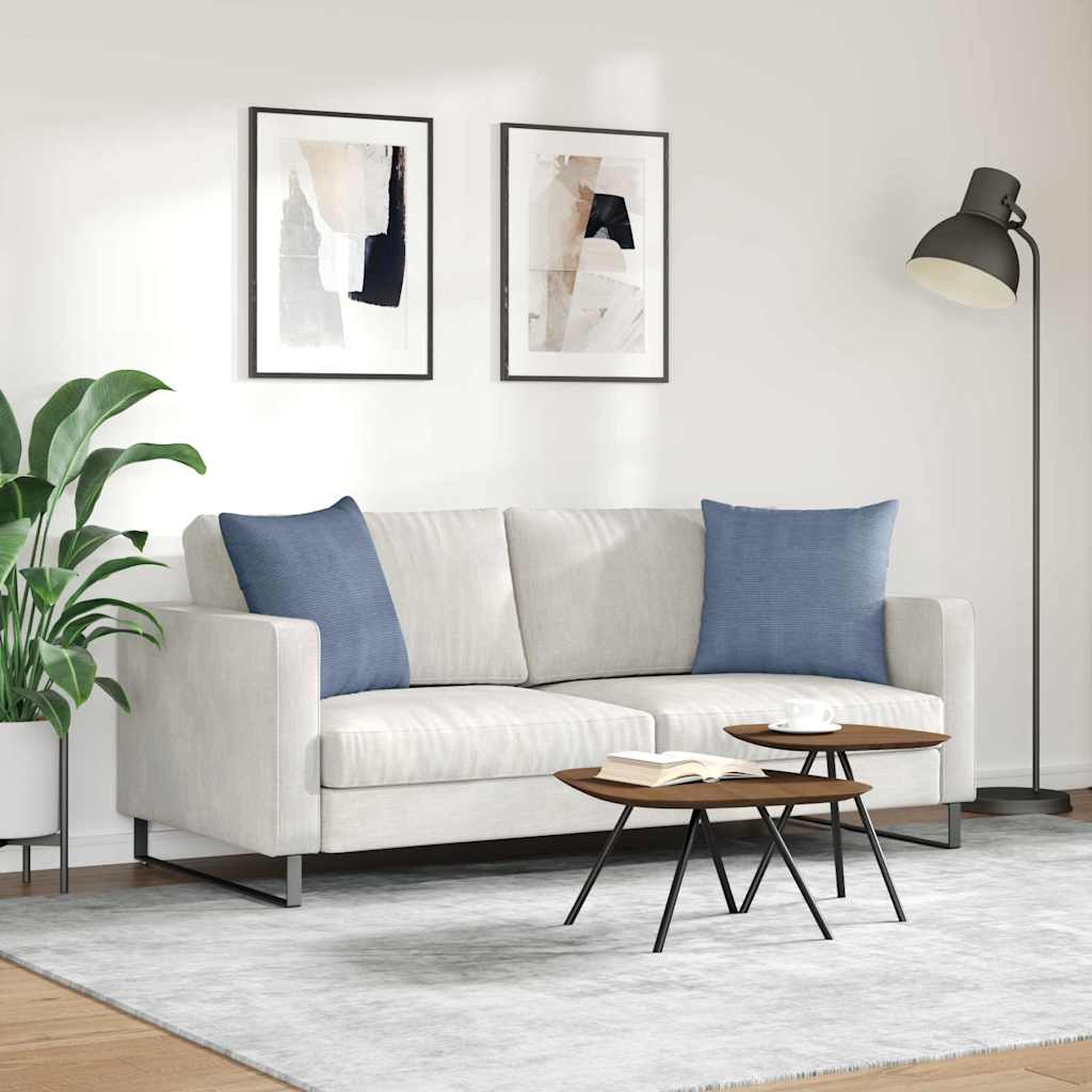 Sofakissen 2 Stück Blau 50 x 50 cm Cordstoff