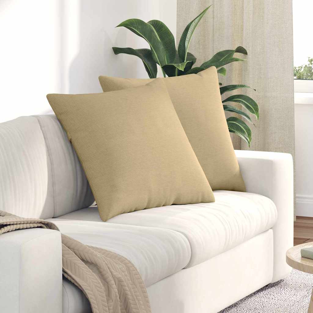Sofakissen 2 Stück Grau-Grün 60 x 60 cm Cordstoff