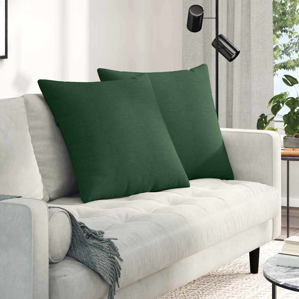 Sofakissen 2 Stück Dunkelgrün 60 x 60 cm Cordstoff