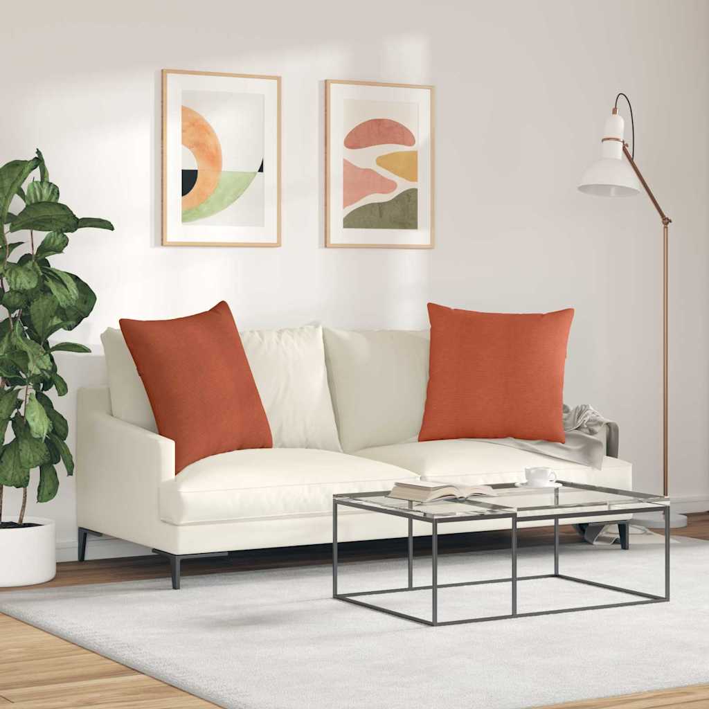 Sofakissen 2 Stück Rot-Orange 60 x 60 cm Cordstoff