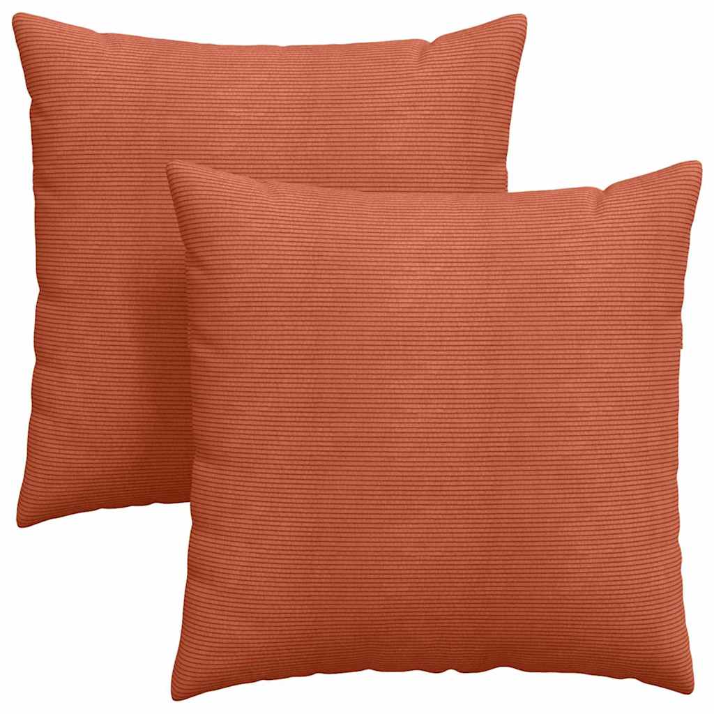 Sofakissen 2 Stück Rot-Orange 60 x 60 cm Cordstoff