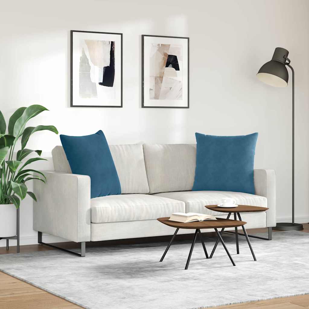 Sofakissen 2 Stück Blau 80 x 80 cm Cordstoff