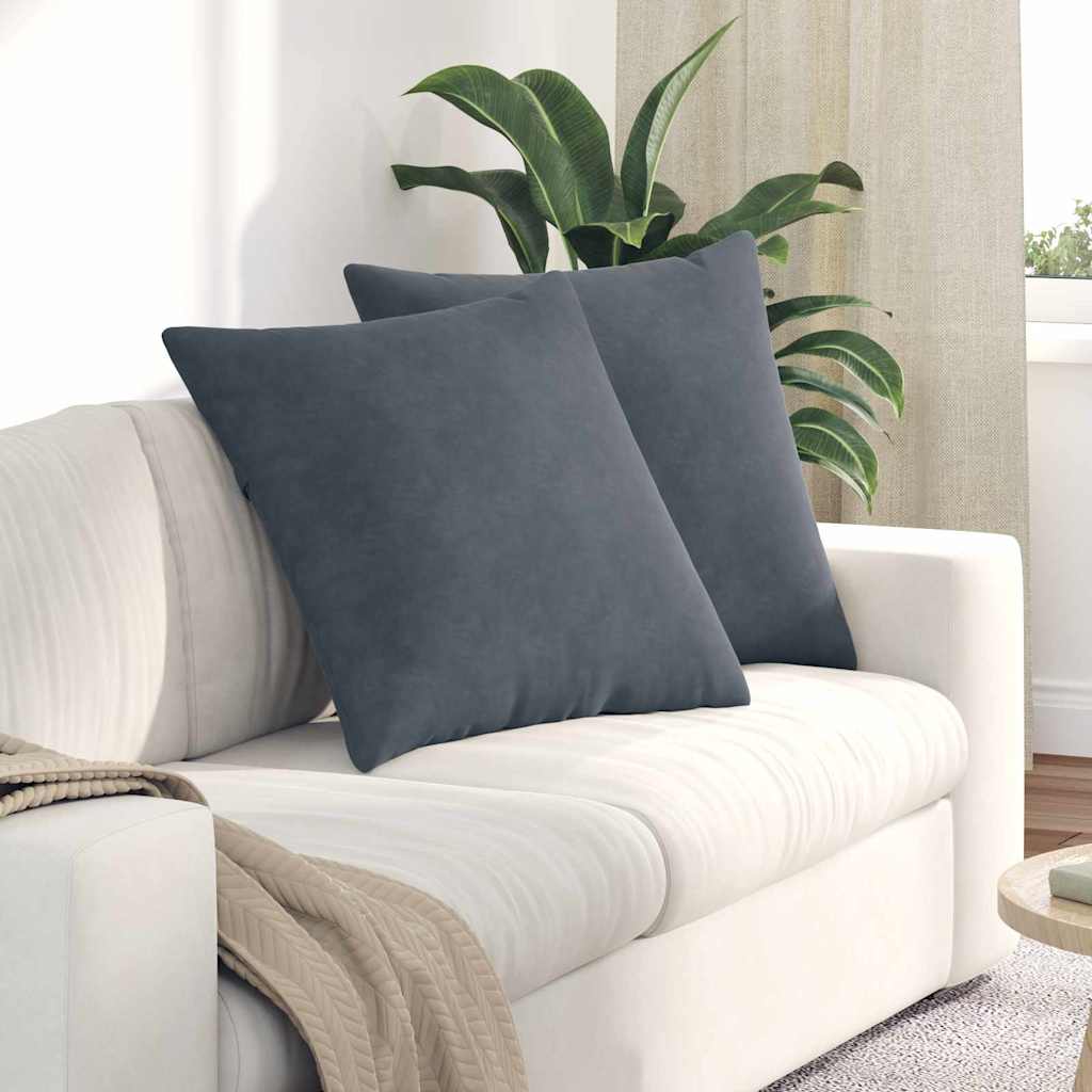 Sofakissen 2 Stück Dunkelgrau 80 x 80 cm Cordstoff
