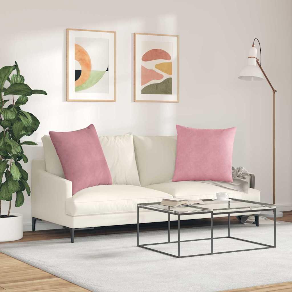 Sofakissen 2 Stück Rosa 80 x 80 cm Cordstoff