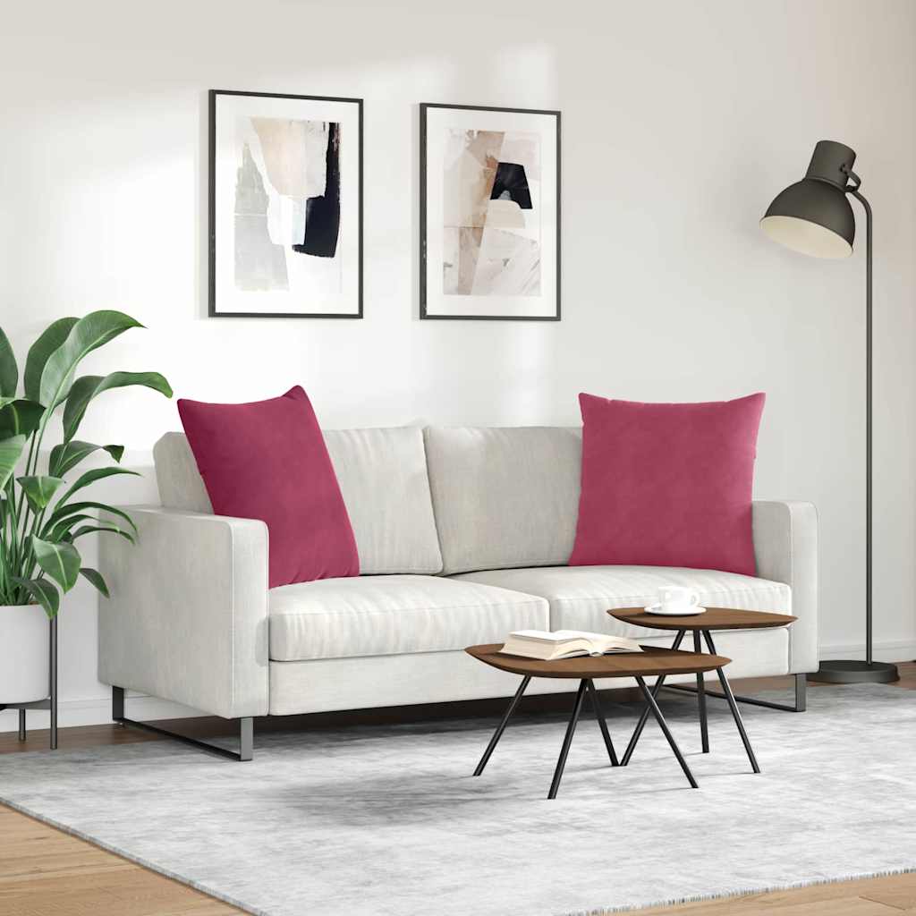 Sofakissen 2 Stück Weinrot 80 x 80 cm Cordstoff