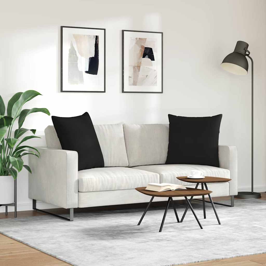 Sofakissen 2 Stück Schwarz 80 x 80 cm Stoff