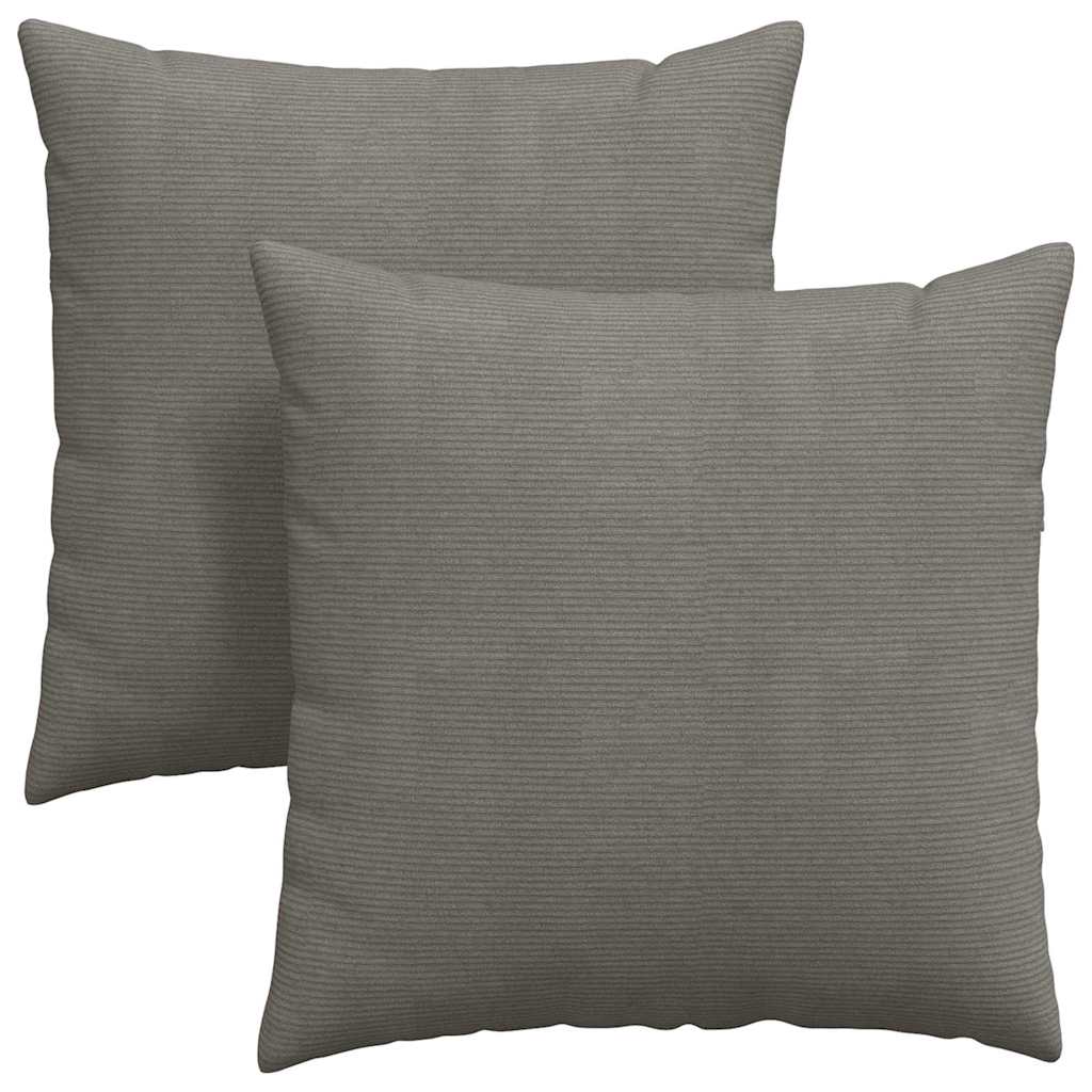 Sofakissen 2 Stück Hellgrau 80 x 80 cm Cordstoff