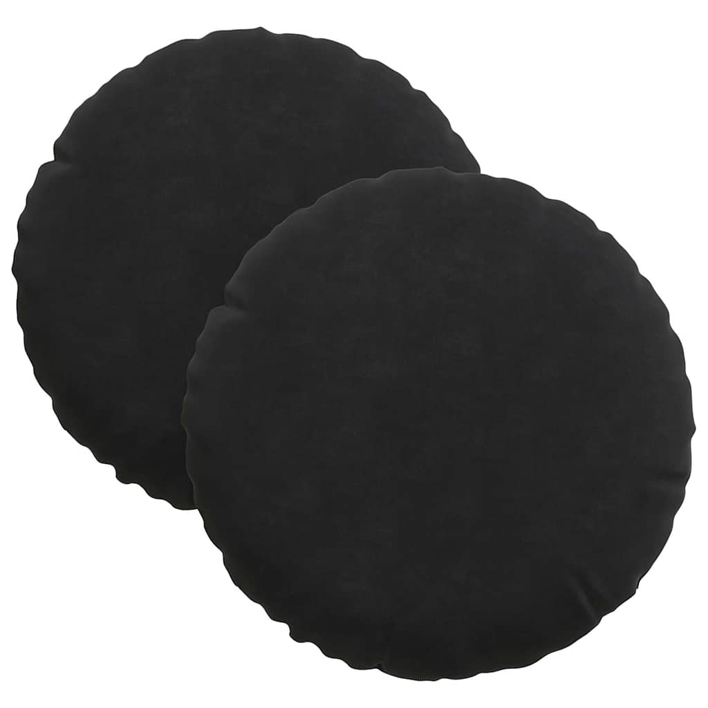 Sitzkissen 2 pcs Schwarz Ø30 x 13 cm Samt