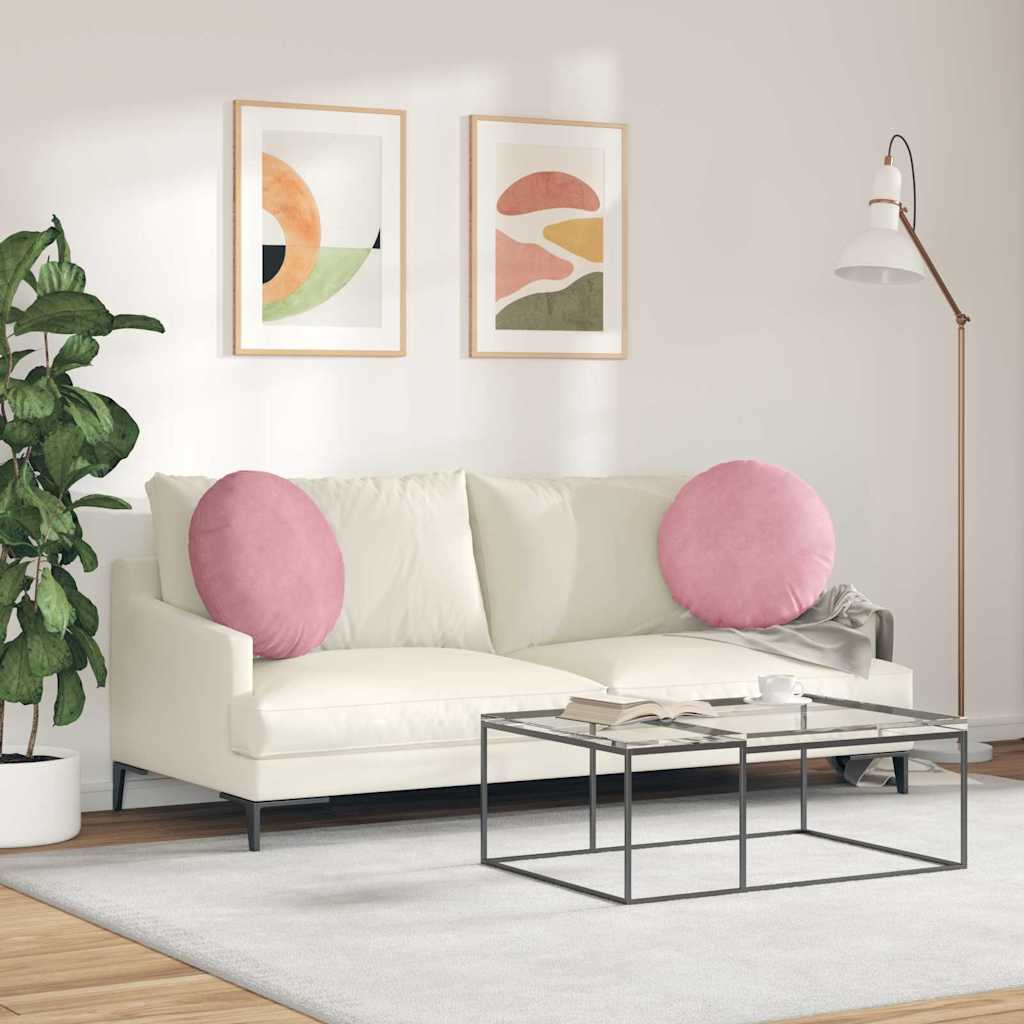 Sitzkissen 2 pcs Rosa Ø50 x 19 cm Samt
