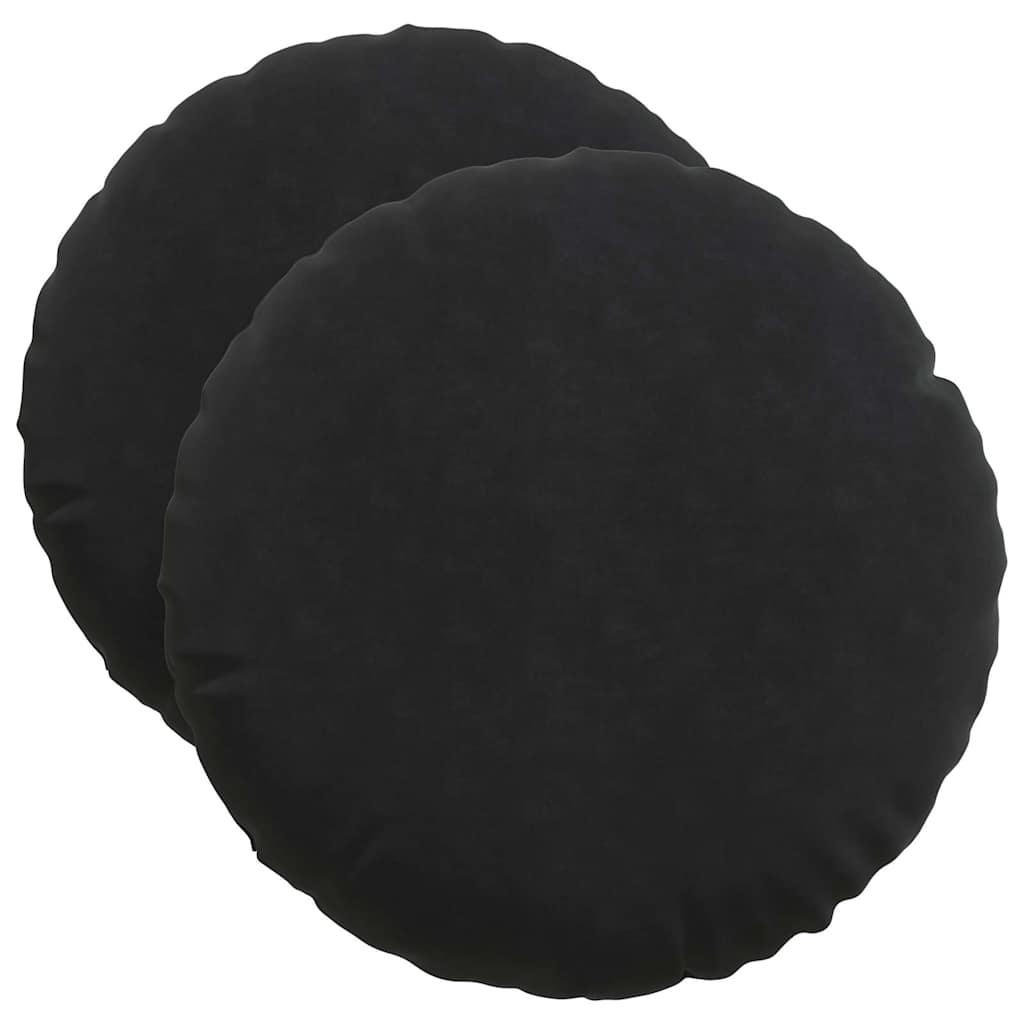 Sitzkissen 2 pcs Schwarz Ø50 x 19 cm Samt