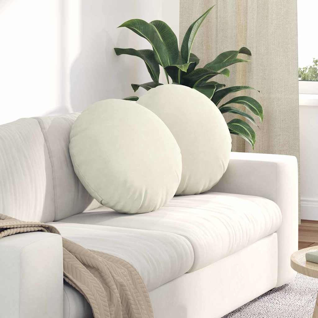 Sitzkissen 2 pcs Creme Ø50 x 19 cm Samt