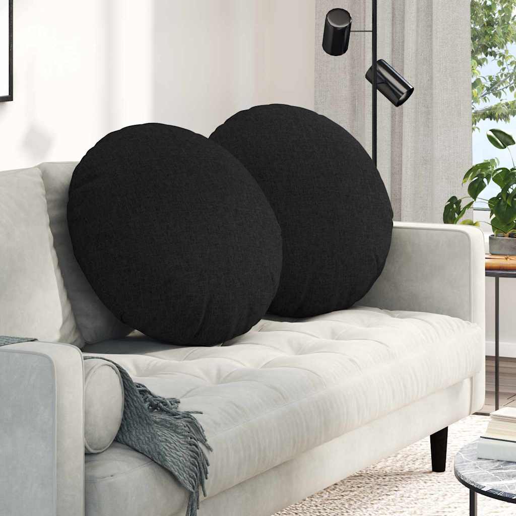 Sitzkissen 2 pcs Schwarz Ø60 x 21 cm Stoff