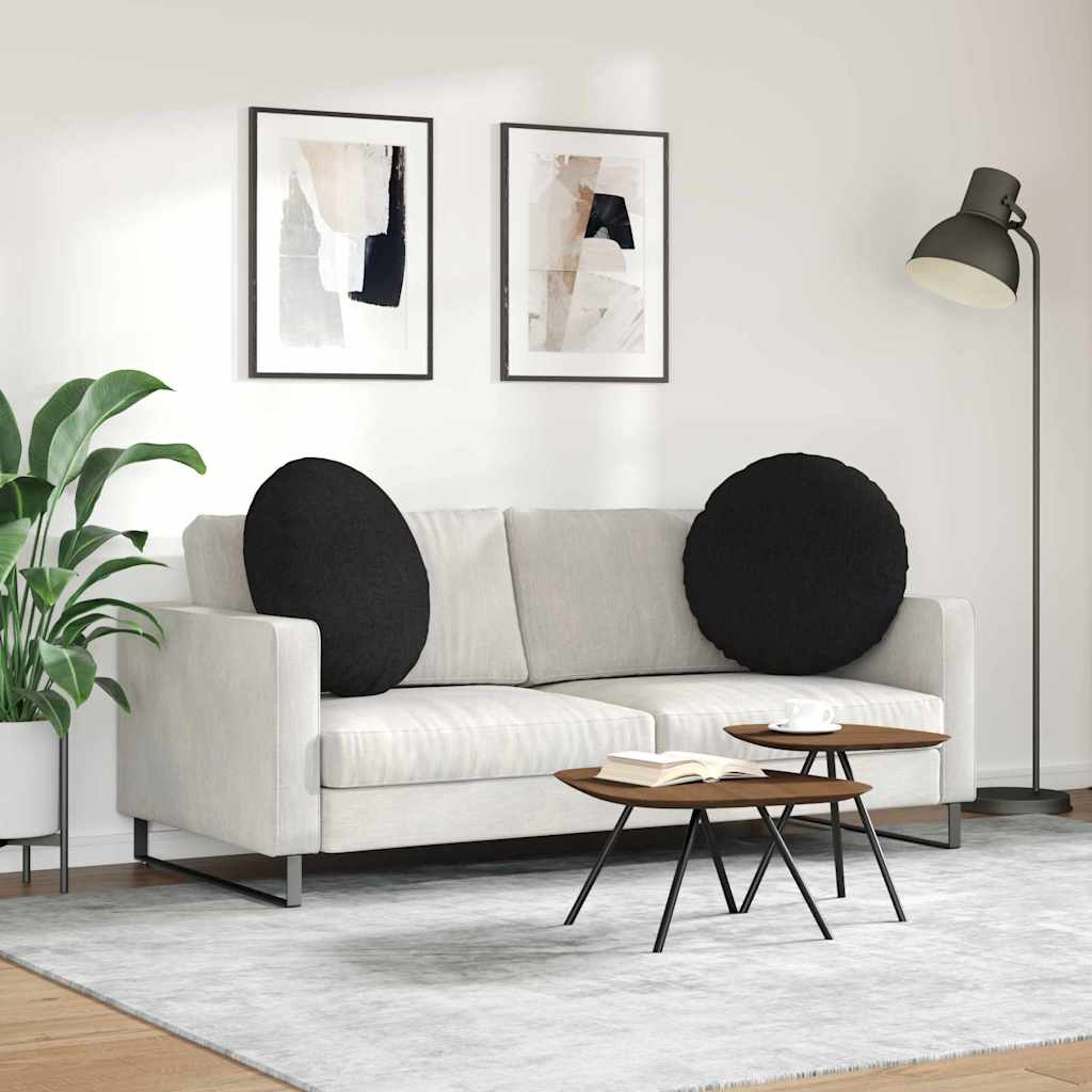 Sitzkissen 2 pcs Schwarz Ø60 x 21 cm Stoff