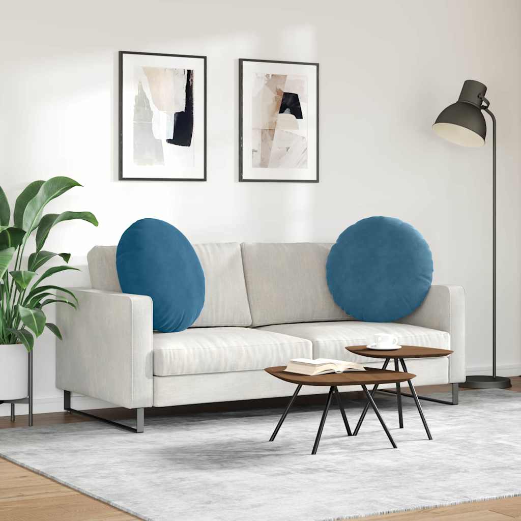 Sitzkissen 2 pcs Blau Ø 80 x 29 cm Samt