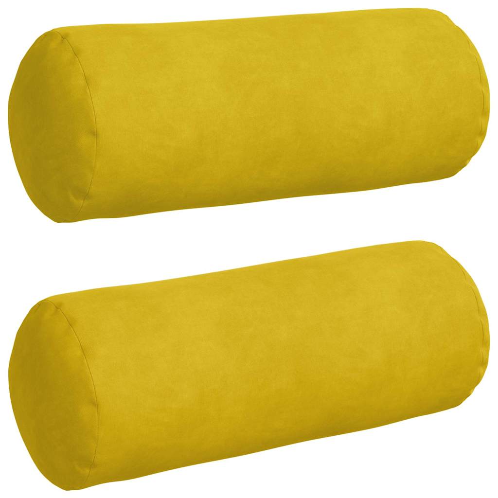Bolsterkissen 2 Stück Gelb Ø 15 x 40 cm Cordstoff