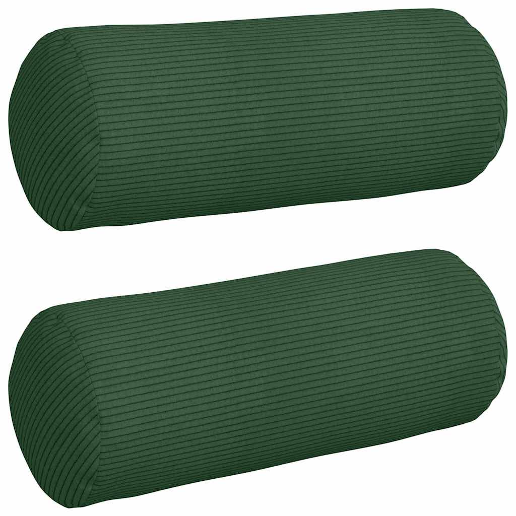 Bolsterkissen 2 Stück Dunkelgrün Ø 15 x 40 cm Cordstoff