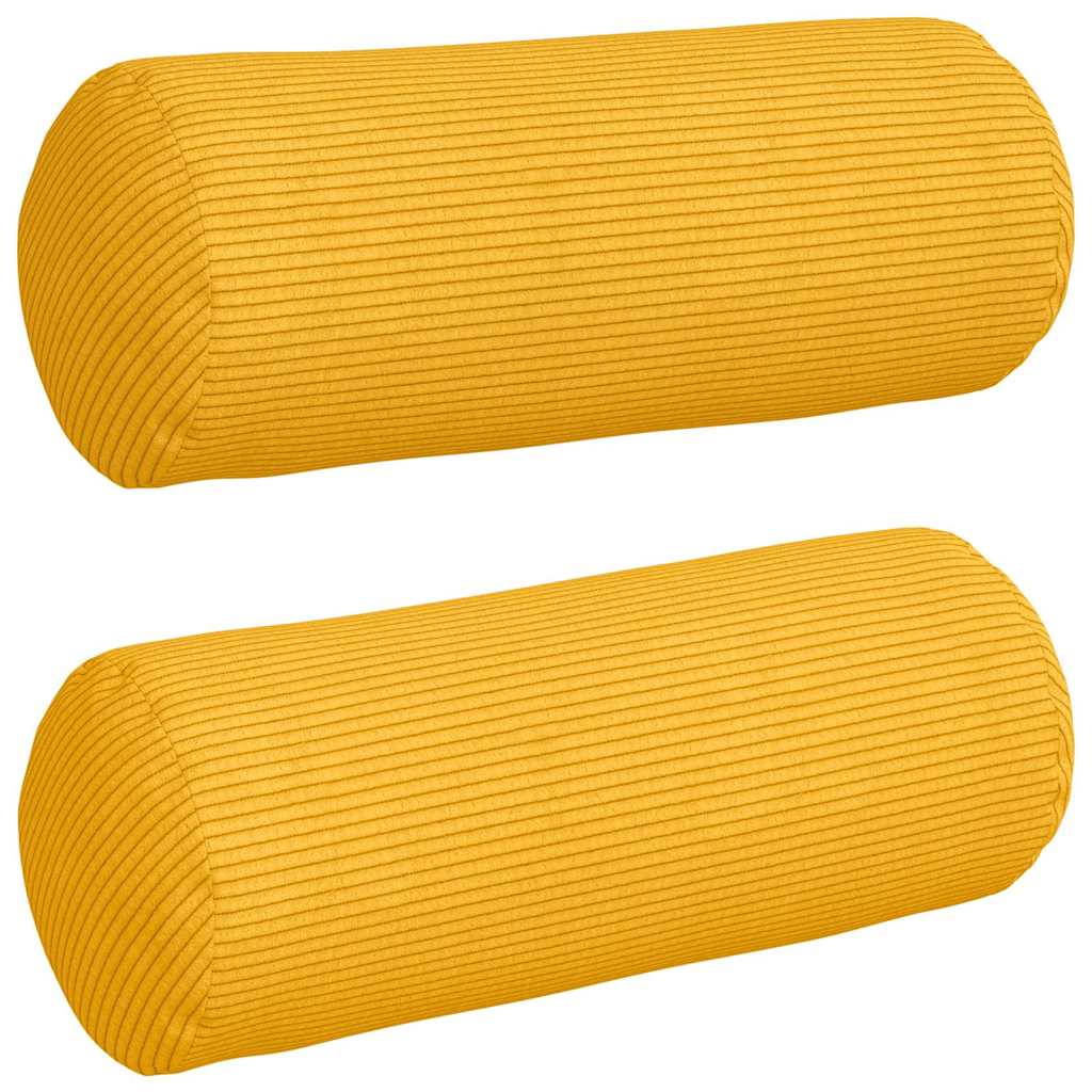 Bolsterkissen 2 Stück Helles Gelb Ø 15 x 40 cm Cordstoff