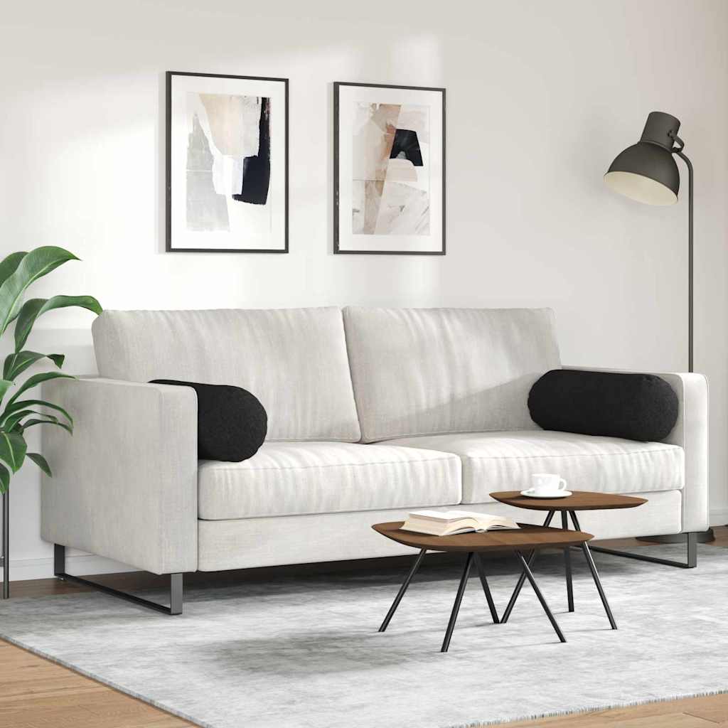 Bolsterkissen 2 Stück Schwarz Ø 25 x 70 cm Stoff