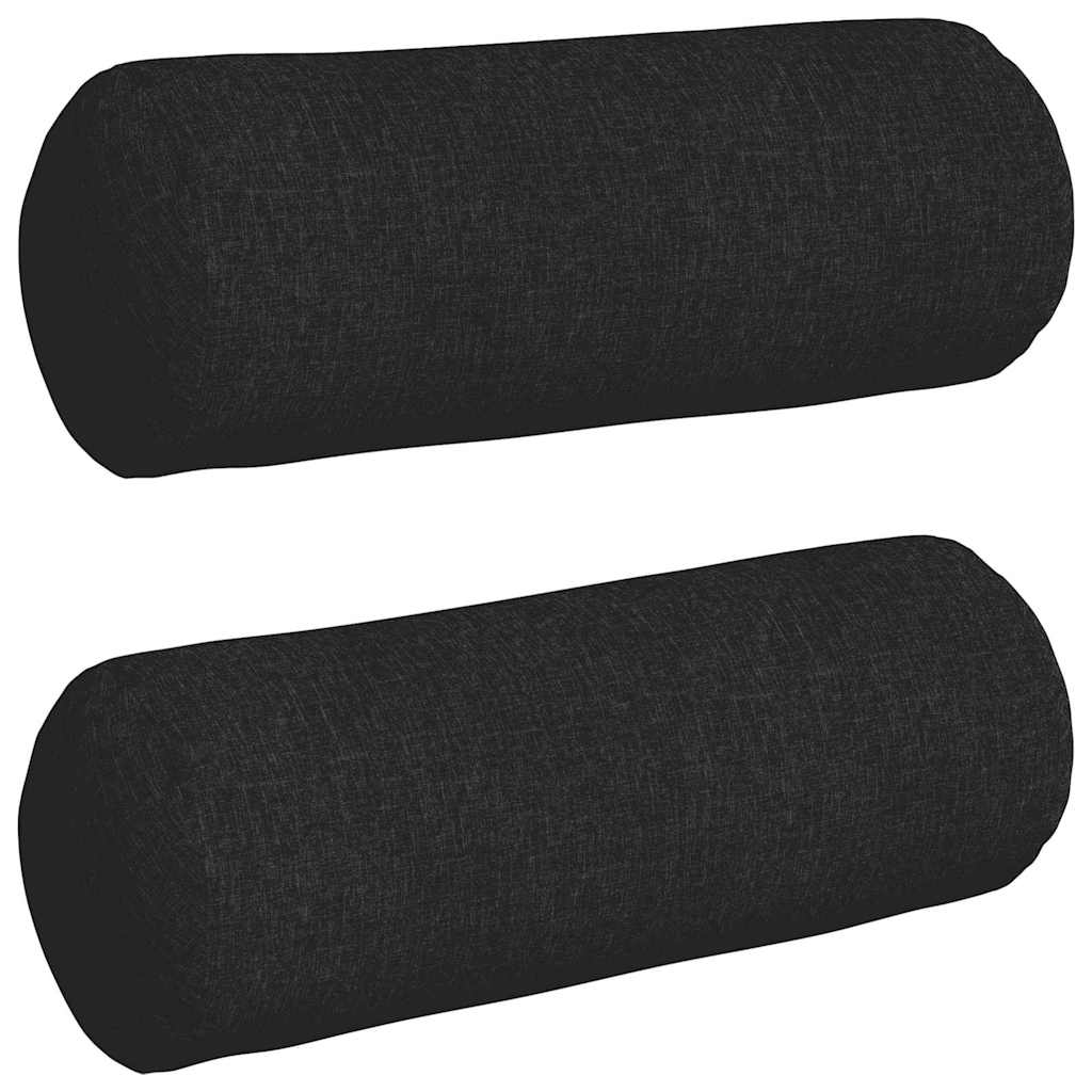 Bolsterkissen 2 Stück Schwarz Ø 25 x 70 cm Stoff