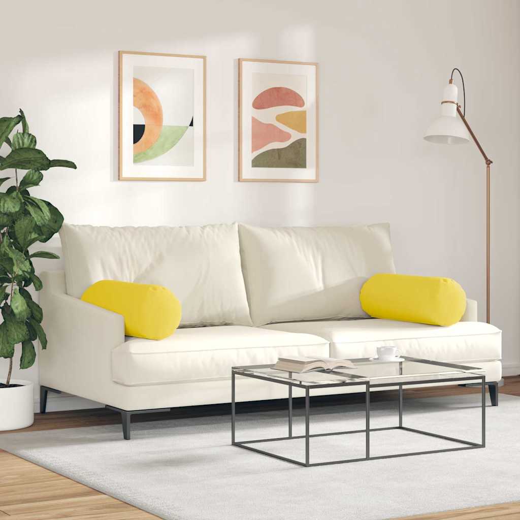 Bolsterkissen 2 Stück Helles Gelb Ø 25 x 70 cm Stoff