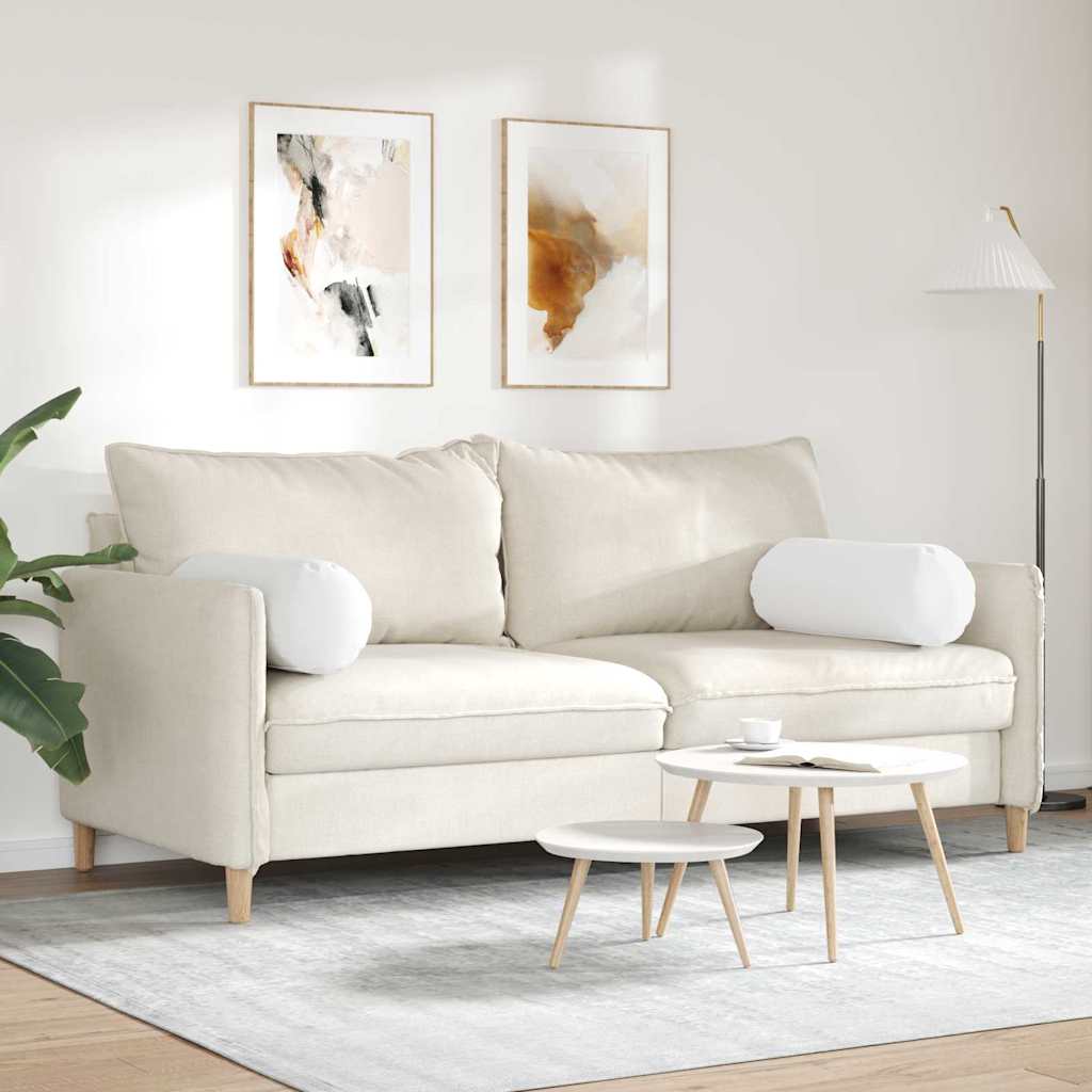 Bolsterkissen 2 Stück Weiß Ø 25 x 70 cm Stoff