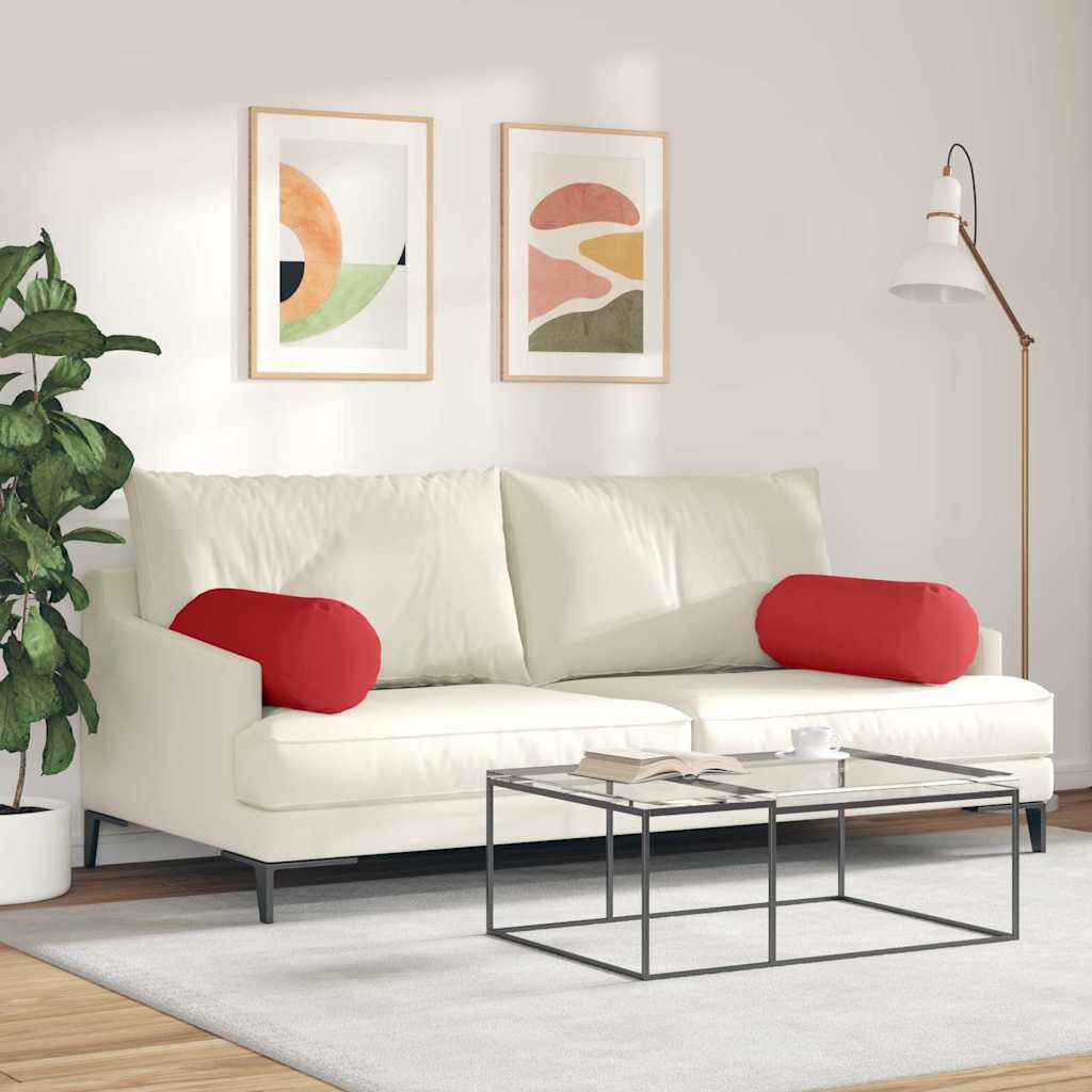 Bolsterkissen 2 Stück Rot Ø 25 x 70 cm Stoff