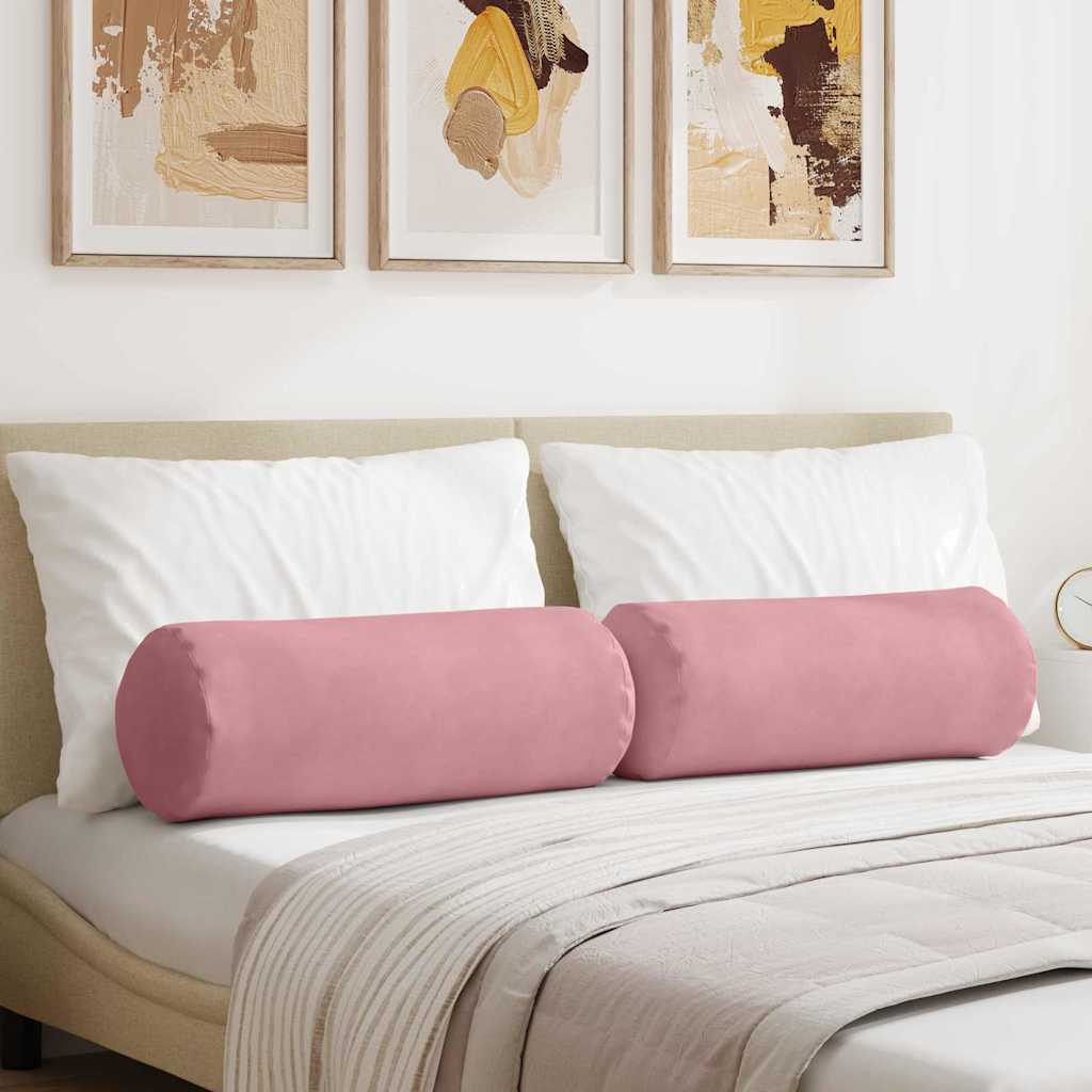 Bolsterkissen 2 Stück Rosa Ø 25 x 70 cm Cordstoff