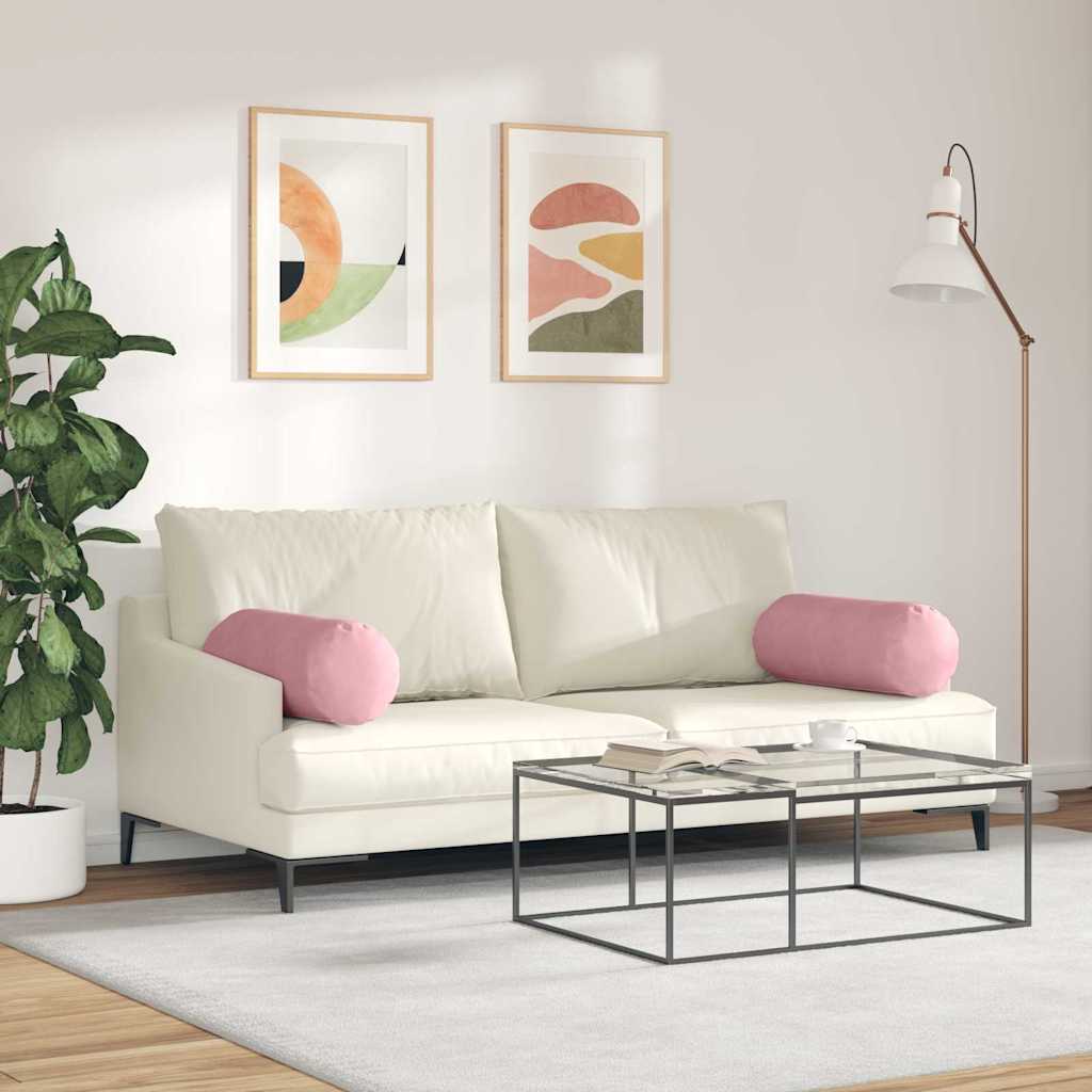 Bolsterkissen 2 Stück Rosa Ø 25 x 70 cm Cordstoff