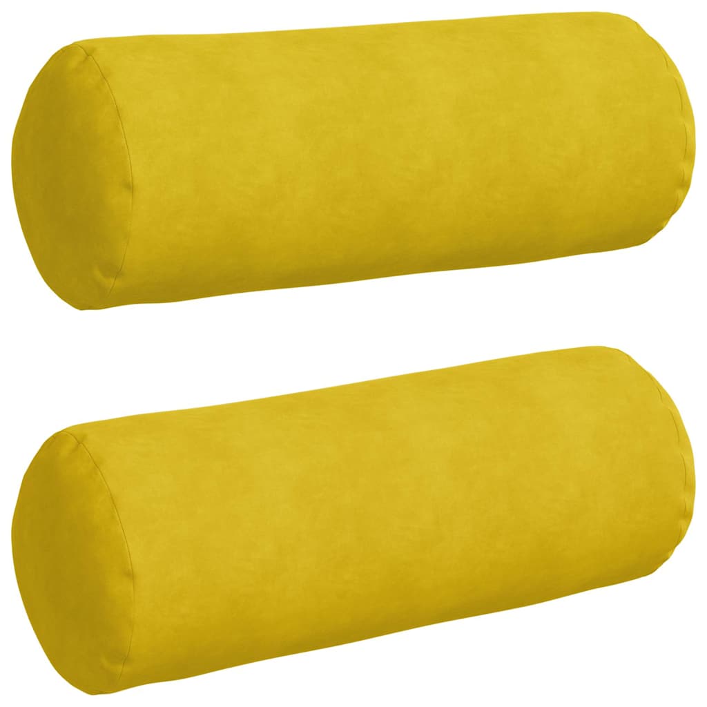 Bolsterkissen 2 Stück Gelb Ø 25 x 70 cm Cordstoff