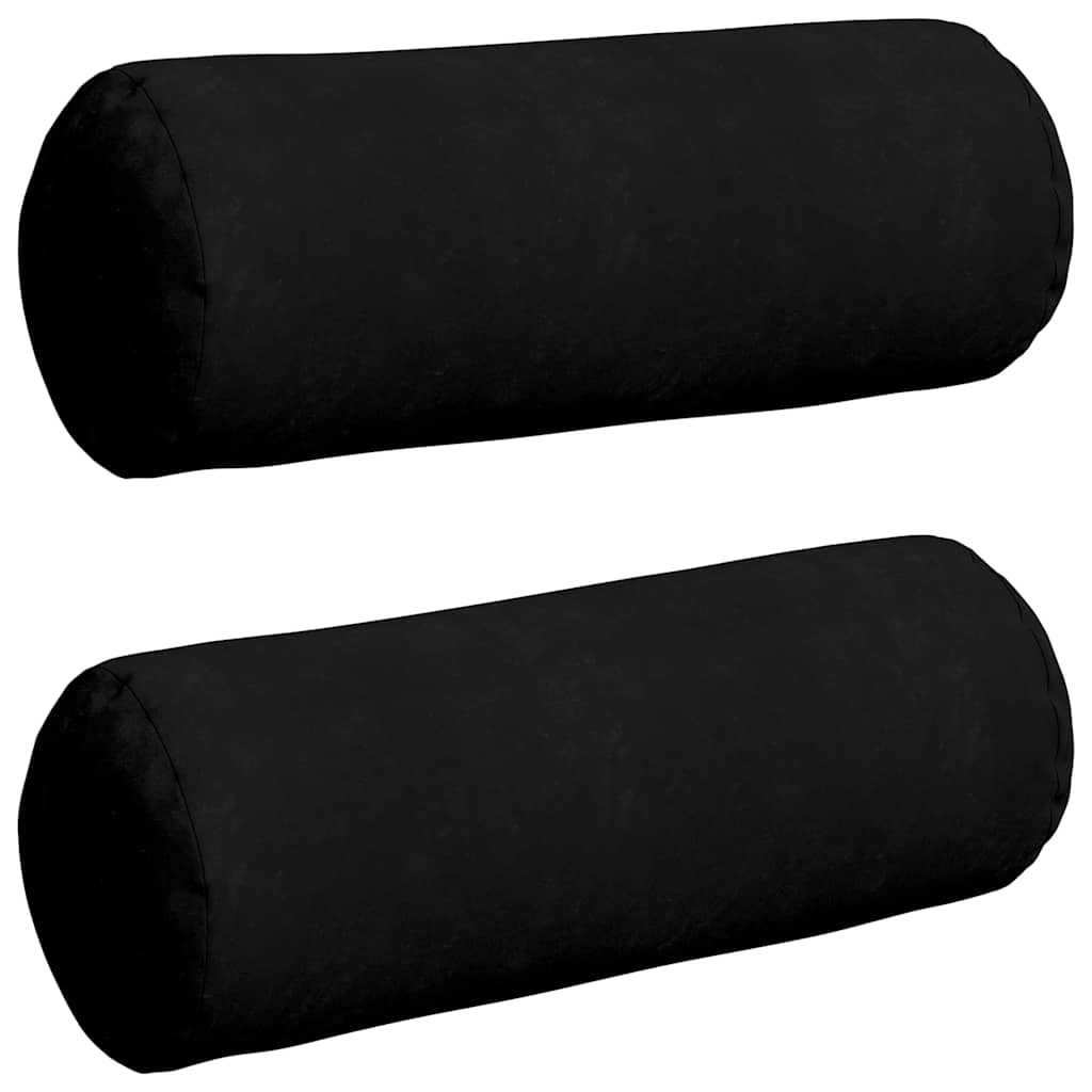 Bolsterkissen 2 Stück Schwarz Ø 25 x 70 cm Mikrofaserstoff