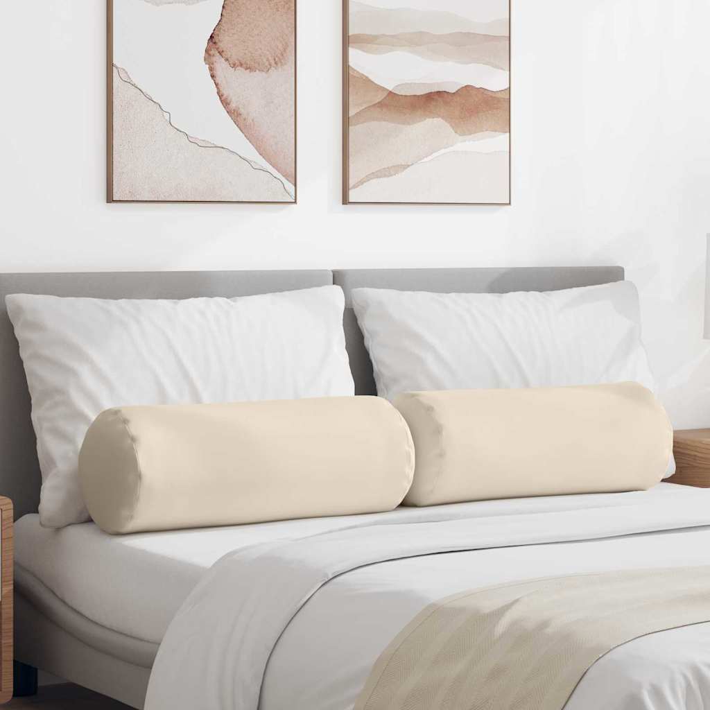 Bolsterkissen 2 Stück Beige Ø 25 x 70 cm Mikrofaserstoff