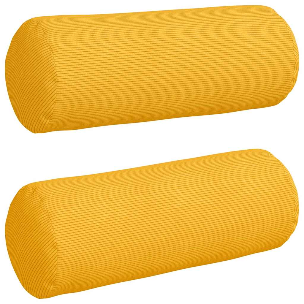 Bolsterkissen 2 Stück Helles Gelb Ø 25 x 70 cm Cordstoff