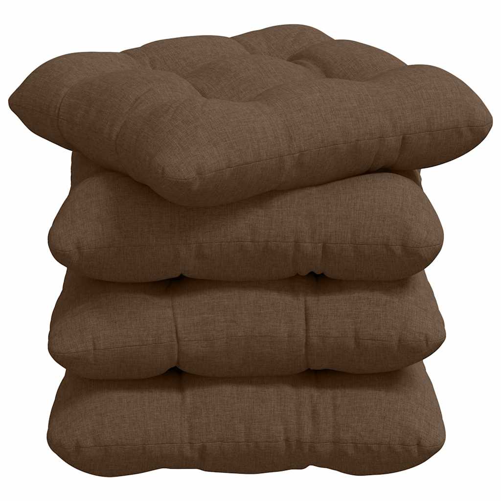 Sitzkissen 4 pcs Braun 40 x 40 x 12 cm Stoff